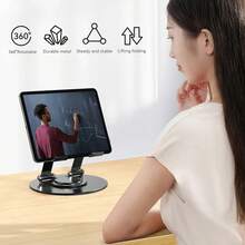 1Pcs Tablet Stand Holder, 360° Rotating Tablet Holder, Height Adjustable Carbon Steel Tablet Holder, Lifting Folding Monitor Stand, Portable Computer Stand For Tablets Monitor E-Reader Up To 12.9 Inches - 1Pcs-metal PadHolder - View 10
