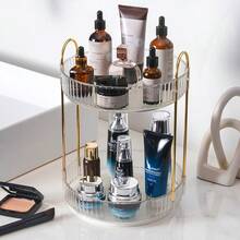 Makeup Brush Storage Box Pen Holder 360 Degree Rotating Desktop Storage Barrel High-End Light Luxury Skin Care Products Desktop Storage Desktop Perfume Skin Care Products Makeup Brush Storage Rack - 透明2C - 查看 2