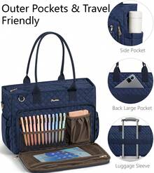  Teacher Tote Bag 15.6 Inch Laptop Bag For Women Work Bag Laptop Tote Nurse Bag Professional Computer Messenger Bag, Laptop Briefcase For Office, College, Nursing, Large Utility Tote Messenger Shoulder Bag, Best Teachers Day Gift ﻿ - 藏蓝色 - 查看 7