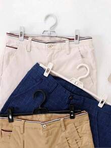 1pc Plastic Rotating Pants Hanger, Seamless Non-Slip Clip, Home Storage Rack - Beige - View 4