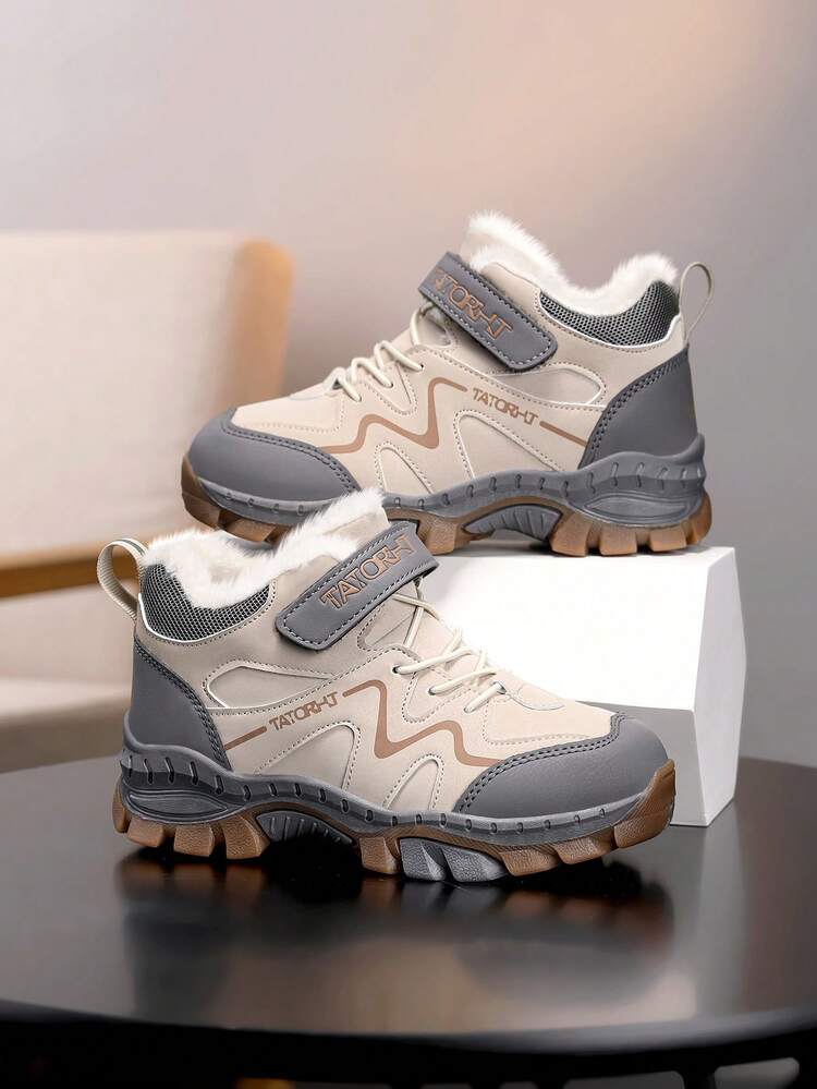 Boys' Winter Snow Boots With Warm Lining, Anti-Slip Wolf Paw Design And Snow Buckle - Grey - View 8