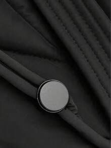 2025 Women's Winter New High-End Warm Solid Color Faux Fur Collar Patchwork Mid-Length Windproof Padded Coat, Slimming Fashionable Jacket - Black - View 3