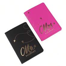 2PCS Mr Mrs PU Leather Lovers Passport Cover Passport Case Passport Holder Passport Wallet Card Holder Crown Graphic Lightweight Fashion Travel Accessories For Flight For Women Or Men Gift For Couples - Multicolor - View 12