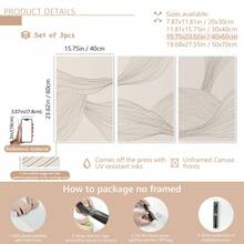 3pcs/Set Neutral Abstract Art Prints, Beige Line Art, Bohemian Home Decor, Canvas Print Modern Wall Art, Bohemian Digital Prints, Suitable For Home Decor, Room Decor, Bedroom Decor, Living Room Decoration, Bathroom Decor, Wall Decor, Optional Wall Art With Frame - Multicolor - View 20