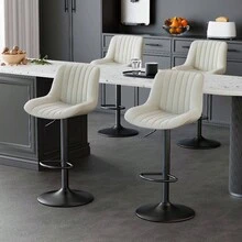 Hawsaiy Adjustable Bar Stools Set Of 2, Swivel Counter Height Bar Chairs With Back, Modern Technical Fabric Barstools Kitchen Island Home, Light Gray