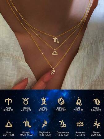 1 pieza Collar de plata de ley S925, collar de la serie del zodíaco para mujer, colgante del zodíaco para mujer con cadena de clavícula, regalo para mejor amiga, regalo de cumpleaños para niñas