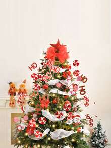 Błyszczące, świąteczne ozdoby w kształcie bałwana i renifera – materiałowe łodygi choinkowe z klipsami, nie wymagają prądu, czerwono-biały wzór w paski z laską cukrową, idealny na czubek choinki do użytku wewnątrz i na zewnątrz oraz jako świąteczna dekoracja domu