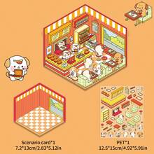 3D Miniature Scenic Stickers - Delicious Street Corner Dollhouse DIY Micro Landscape Decorative Materials