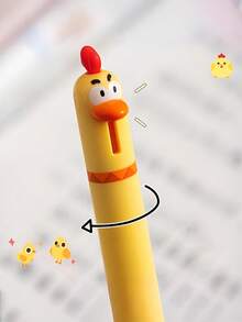 4pcs Cute Chick-Shaped Ball Pen, Neutral Pen 0.5mm,Quick-Drying Black Pen For Study - Multicolor - View 7