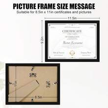 Premium Certificate Frame, 8.5 By 11 Picture Frame, Equipped With A Transparent Acrylic Panel That Will Not Shatter, Suitable Desktops And Wall, Elegant Black - 1 - View 5