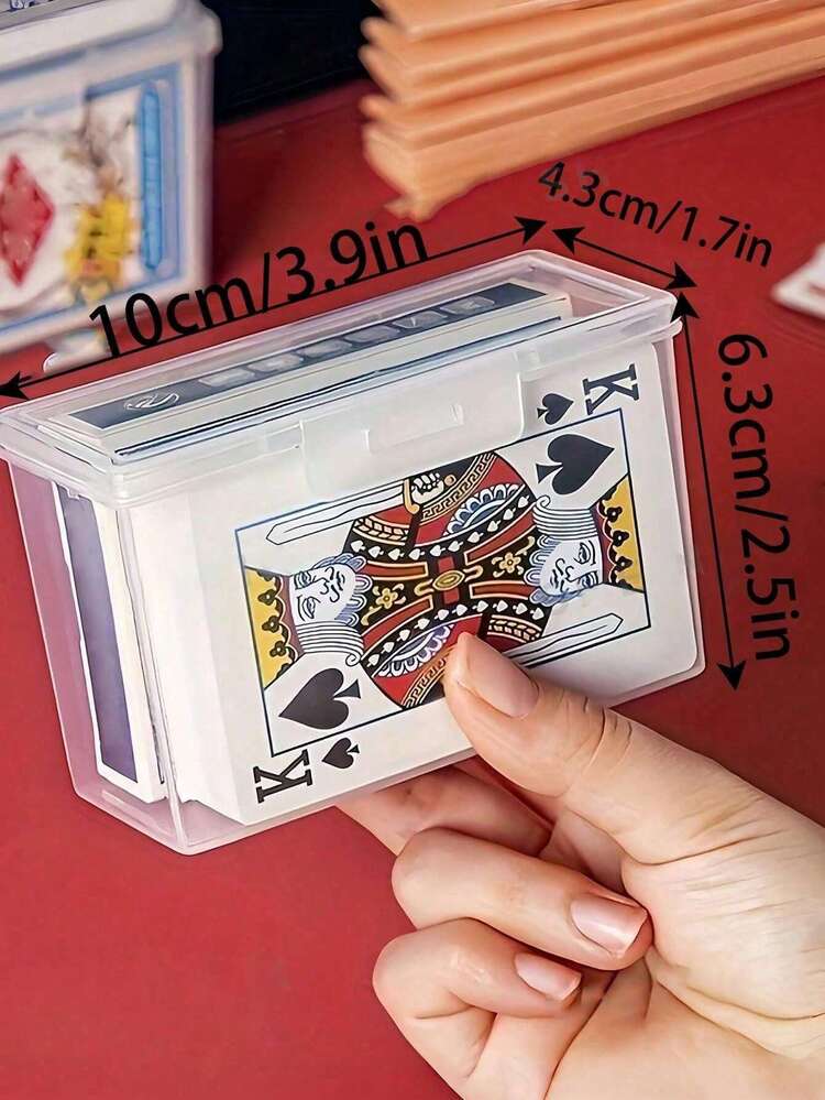 1 个透明扑克牌盒，收纳盒可容纳 2 副牌（不含牌），圣诞节、万圣节、感恩节礼物 - 彩色 - 查看 3