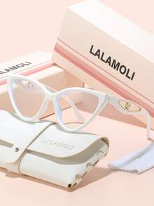 LALAMOLI LALAMOLI Katzenauge Vollrahmen Klarglas, Perlenverzierung an den Bügeln, geeignet für den täglichen Gebrauch und als Geschenk