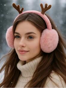1 pièce Protège-oreilles de Noël en forme de bois de cerf pour femmes - Élégante casquette pliable rouge, fabriquée en tissu mélangé de haute qualité, assurant la chaleur et le confort. Un accessoire anti-froid pour l'hiver qui ne nécessite pas d'alimentation électrique, conçu spécialement pour les saisons froides et convenant à diverses activités extérieures.