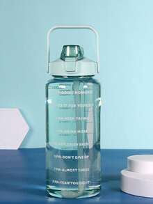 1pc 2L Sports Water Bottle, 2000ml Large Capacity Plastic Water Cup, Gym Abdominal Cup With Straw, Tumbler Water Bottle - Multicolor - View 6