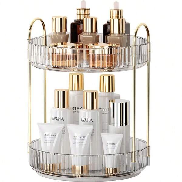 Makeup Brush Storage Box Pen Holder 360 Degree Rotating Desktop Storage Barrel High-End Light Luxury Skin Care Products Desktop Storage Desktop Perfume Skin Care Products Makeup Brush Storage Rack
