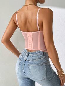 Áo ngực hai dây không đường may thời trang, áo croptop ren ôm sát gợi cảm. - Hồng - Xem 6