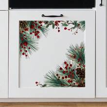 1pc Christmas Wreath Border Static Cling Window Film - 2D Glass Sticker With Red Berries, Pine Cones Design, Self-Adhesive Easy Peel & Stick, Removable PVC Decorative Film For Home/Office Holiday Window Decor - Multicolor - View 5