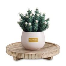 1 pieza Bandeja decorativa redonda, organizador de encimera de baño de madera, decoración de cocina rústica, elevador de madera para plato de jabón, perfume, vela, esponja, 9 pulgadas