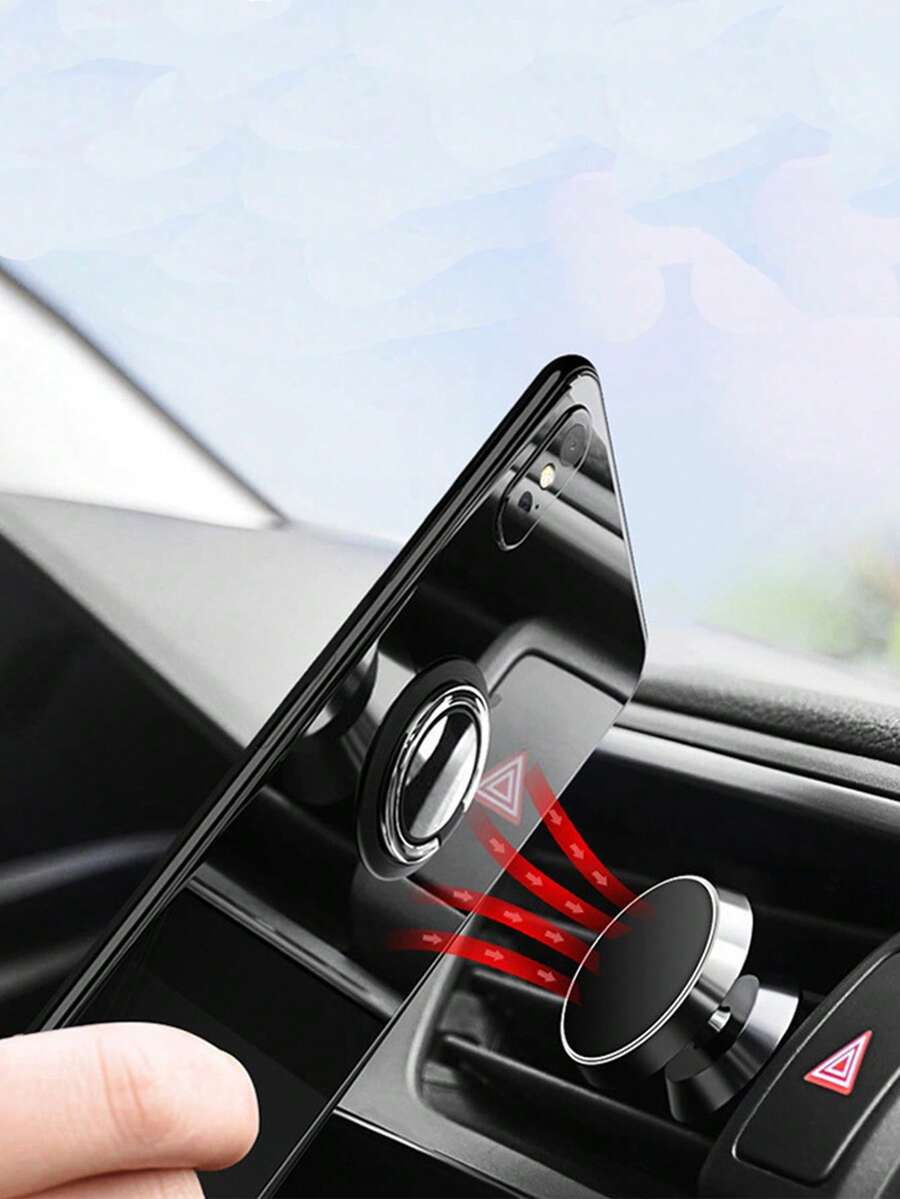 1 buc Suport magnetic circular rotativ la 360° cu inel metalic și suport pentru telefon, suport magnetic ultra-subțire pentru telefon auto compatibil cu iPhone, telefon Android, cadou pentru ziua de naștere, familie, prieteni, suport pentru telefon, accesorii pentru telefon