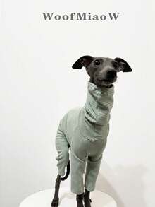 Haine pentru animale de companie din fleece cu dungi verde închis, moi și confortabile, potrivite pentru ogari italieni, whippet, salopetă cu 4 picioare, toamnă/iarnă - Verde - Vizualizare 4