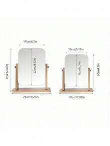 1 oglindă de machiaj din lemn, oglindă rotativă pentru birou, oglindă de toaletă pentru căminul studențesc, oglindă de înfrumusețare