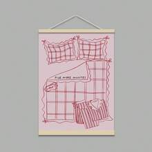 1 件“再睡五分钟”主题床头墙画，粉色“睡过头”主题，卧室装饰画，青少年宿舍装饰，家居墙面装饰，无框 - 彩色 - 查看 15