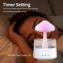 Rain Cloud Lamp Humidifier Aromatherapy Diffuser Silent Humidifier - 7 Color LED Color Changing Night Light Mushroom Decorative Lamp Essential Oil Diffuser Water Drop Rain Sound, Suitable For Relaxing Sleep Bedroom Office - White - View 4