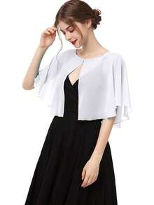 1 件女式轻质雪纺披肩开衫，适合作为新娘婚礼晚礼服披肩、女士摄影配饰和万圣节服装斗篷、秋季时尚服装 - 白色 - 查看 10