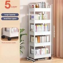 1 Giá để đồ có bánh xe - Nhựa bền, Thiết kế nhiều tầng, Giá để đồ đa năng cho đồ dùng văn phòng, đồ ăn nhẹ, sách, Thích hợp cho phòng tắm, phòng ngủ, phòng ăn, văn phòng, gia đình - Nhiều màu - Xem 9