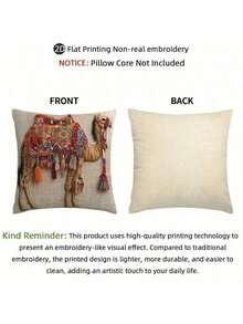 Sarung Bantal Hias Motif Bordir 2D Bohemian Warna Cokelat Cerah; Sarung Bantal + Isian, 17,72" x 17,72", Kain Poliester Lembut, Dapat Dicuci dengan Mesin, Bahan Berkualitas Tinggi, Cocok untuk Dekorasi Ruang Tamu, Kamar Tidur, dan Kantor - MultiWarna - View 4