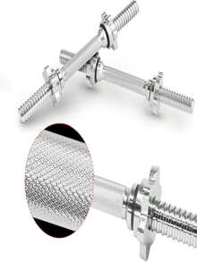 Yes4All Pair Of Threaded Dumbbell Handles 14_16_18_24 Inch, Chrome_Rubber Grip, Fit 1" Plates, Weight Bar Connector - Apricot - View 2