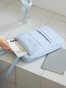 可爱蓬松绗缝笔记本电脑包，马卡龙色带手柄单肩平板电脑包，柔软保护性笔记本保护套，防震平板电脑包，兼容 MacBook / iPad 教室笔记本电脑包，教室包，教师收纳包，教室整理包 - 彩色 - 查看 7