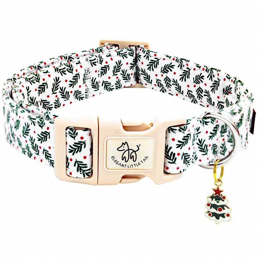 Elegante collar de perro con pequeña cola para Navidad, collar de mascota suave y ajustable para perros en época festiva