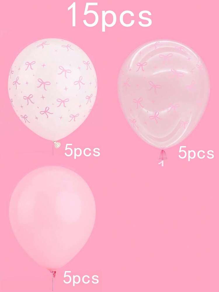 Conjunto de 60 balões de látex com laço rosa, balões de 12 polegadas com estampa de laço branco transparente rosa , decorações de festa de aniversário com tema de borboleta, adequados para aniversários femininos, despedidas de solteira, chá de panela, casamentos, aniversários e decorações de Natal - Rosa - Ver 9