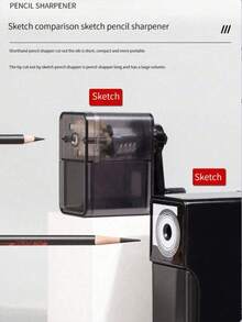 1pc Mechanical Pencil Sharpener With Double Holes, Manual Rotary Sketch Pencil Sharpener, Suitable For Students And Teachers