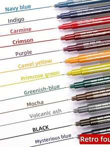 12 Stücke Umrisszeichnungsstifte für Kunst, Manga, Skizzieren, Ausmalen - Verschiedenfarbig - Übersicht 10