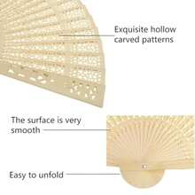 60 Pack Sandalwood Fans Wedding Favors Hand Held Folding Fans Wooden Openwork Personal Handheld Folding Fans For Wedding Party Home Decorations Birthday Gift - như hình ảnh - Xem 3