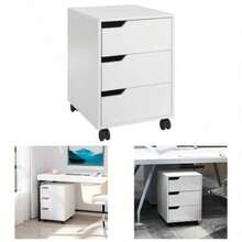 THE 3 Drawer Mobile File Cabinet, Vertical Filing Cabinet With Wheels Home Office, White - White - View 1