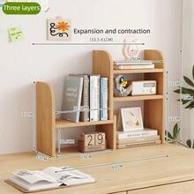 带门的桌面收纳立式架子，储物柜，适合家庭、办公室、宿舍、客厅家具 - 原木色 - 查看 14