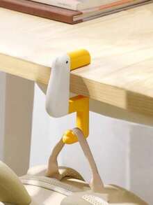 1pc Cute Thinking Duck Backpack Hook, Adjustable Student Desk Side Hook, Desk-Mounted Backpack Hanger With Anti-Scratch Pad, Suitable For Backpacks, Desks And Office Spaces - Multicolor - View 6
