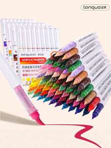 朗格9色/套，全新288色专业套装，207色丙烯马克笔，软头大容量墨水，颜色均匀，无异味，覆盖力强，适用于石头、玻璃、陶瓷、复活节彩蛋、金属、木材等材质的艺术创作，学生水彩笔，美术学生双头油性马克笔，小学绘画书画笔，DIY创作，适合学校美术用品，返校必备 - 彩色 - 查看 2
