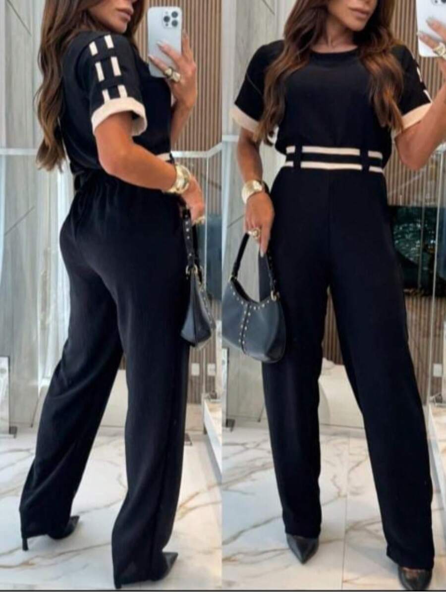 WOMEN'S SET IN PREMIUM DUNA FABRIC LINED WITH DETAIL ON THE SLEEVES FALL WINTER CASUAL CHICK FASHION - màu đen - Xem 1