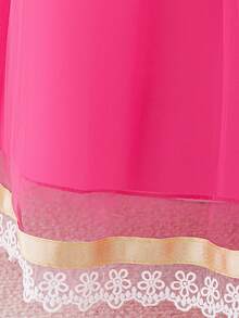 Young Girls Purple Sequin Cap Sleeve Mesh Princess Dress, Suitable For Parties - Hot Pink - View 10