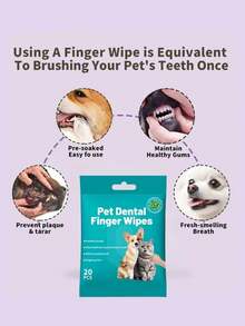 60pcs Portable Pet Grooming Wipes, Teeth, Chin, Dental Care, Finger Sleeve Wipes, Cats, Dogs Teeth Cleaning, Deodorizing