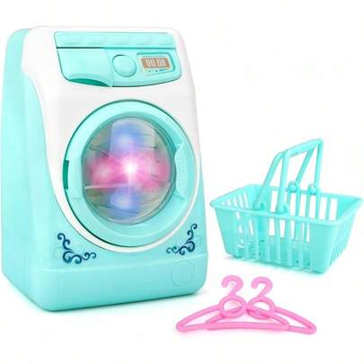 Juguete De Lavadora Para NiñOs, Muebles De Casa De MuñEcas, Juego De SimulacióN, ElectrodoméSticos, Sonidos Realistas Con Luces, Juego De LavanderíA Con Rodillo Giratorio Para NiñOs Y NiñAs