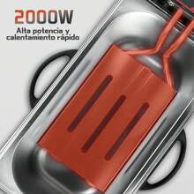 Freidora eléctrica de cesta de herramientas de acero inoxidable, pollo frito y patatas fritas mano derecha pequeño asistente, 3L capacidad puede ajustar la temperatura - Plateado - Ver 8