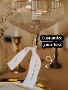 定制布艺婚礼座位卡/布艺饮料名牌/伴娘卡/定制婚礼座位卡/伴娘，亚麻婚礼座位卡，定制现代宾客卡，白色棉布上印制的布艺饮料名牌 - 彩色 - 查看 9