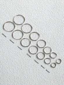 银质环形耳环 | 软骨无尽小环形耳环套装，适合男女女孩 | 防过敏 925 纯银耳屏耳环鼻唇环 | 耳环首饰，适合派对生日礼物，配有精美礼盒 | 7 种尺寸可选（外径-8 毫米/10 毫米/12 毫米/14 毫米/16 毫米/18 毫米/20 毫米） - 銀色 - 查看 6