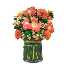 Aimall 1 Pack Paper Flower Pop Up Cards, Flower Bouquet Card Popup 3D Greeting Cards For Mother's Day, Graduation, Anniversary, Birthday, Congratulations, Get Well, Home Decor, With Envelope And Note