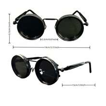 Men's Retro Spandex Style Rotating Sunglasses - Adjustable Brightness Steampunk Style Alloy Frame, Black And Gray Gradient Lenses, Travel And Fashion Accessories, Sunglasses, Party Sunglasses, Suitable For Bohemian Style Sunglasses - 銀色 - 查看 3